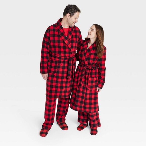NEW! Adult Unisex Red Buffalo Check Matching Family Robe - Wondershop - Picture 1 of 11